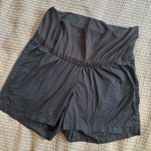 Old Navy Maternity Full Panel Poplin Shorts Black Sz Large 100% Cotton